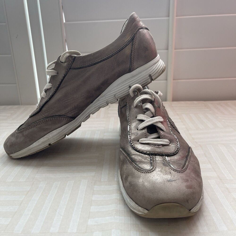 Mephisto‎ Yael Metallic Brown Leather Casual Lace Up Walking Sneakers Womens 10